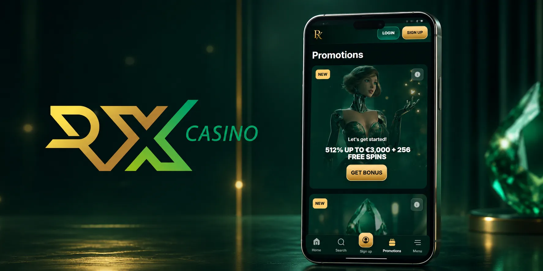 Capture d'écran de l'app RX Casino
